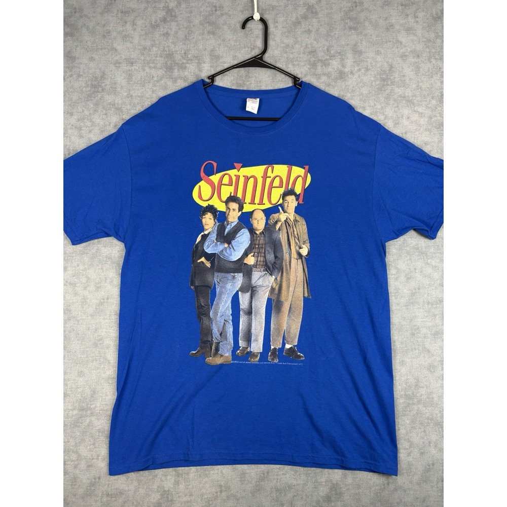 Seinfeld T-Shirt Mens L TV Show Cast Promo T-Shirt Fruit Of Loom HD Cotton Blue